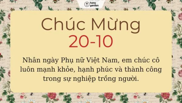 Chúc cô hạnh phúc và thành công trong sự nghiệp trồng người