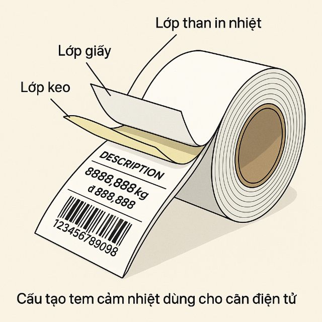 Cấu tạo tem cảm nhiệt dùng cho cân điện tử