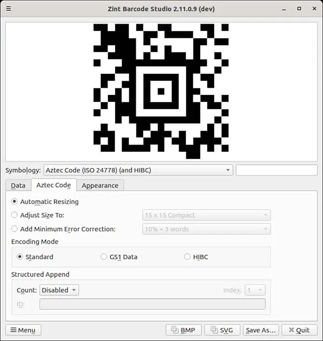 Phần mềm in mã vạch Zint Barcode Studio