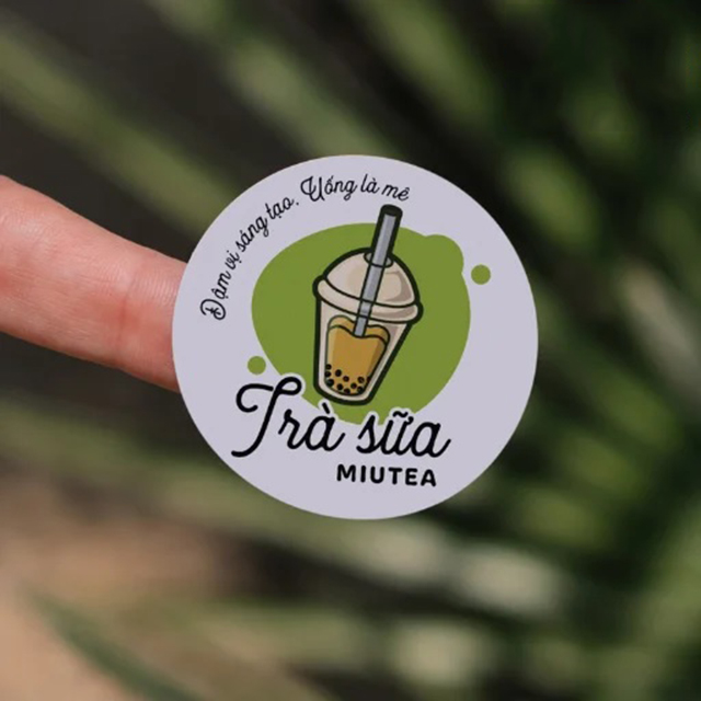 Tem decal trắng sữa tròn nhỏ