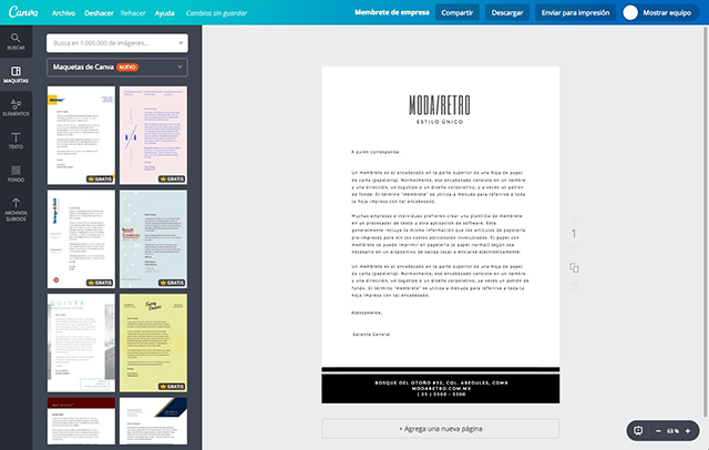 Canva được dùng phổ biến để thiết kế letterhead