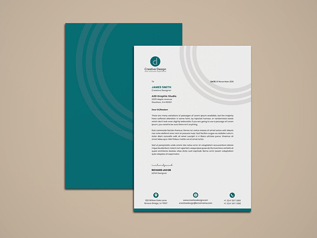 Mẫu letterhead tone xanh sang trọng