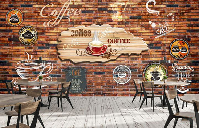 Decal dan tường quán cà phê đơn giản