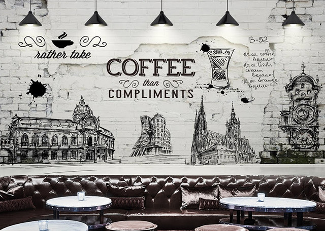 Decal dán tường quán cà phê