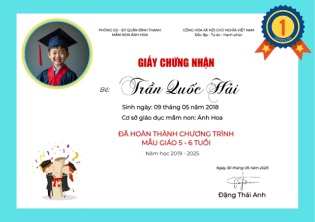 Cách ghi nội dung giấy khen mầm non