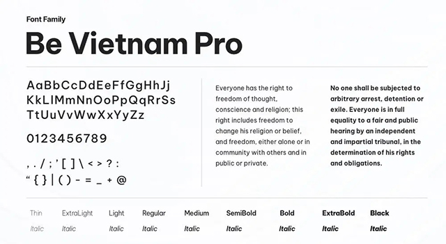 Font Be Vietnam Pro
