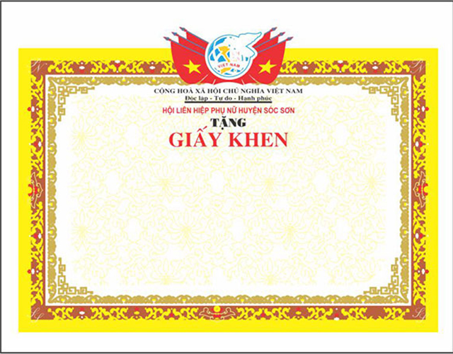 Mẫu khung giấy khen của hội liên hiệp phụ nữ
