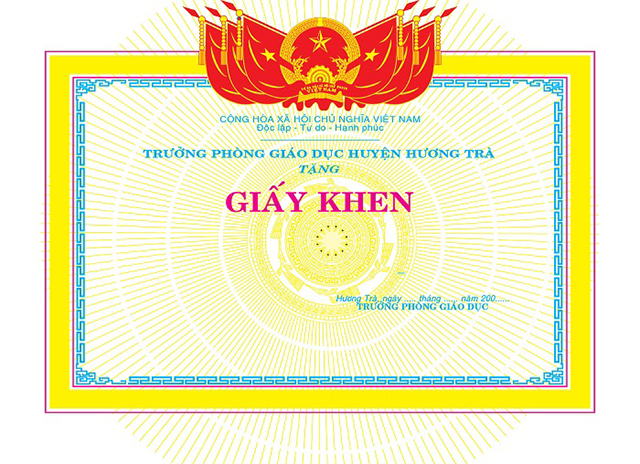 Mẫu khung giấy khen của phòng giáo dục